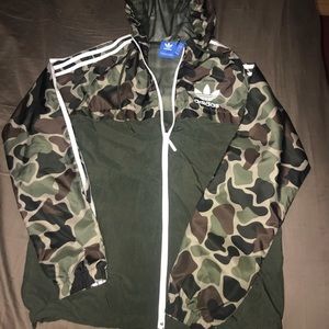 Adidas Camo Windbreaker Jacket Hoodie